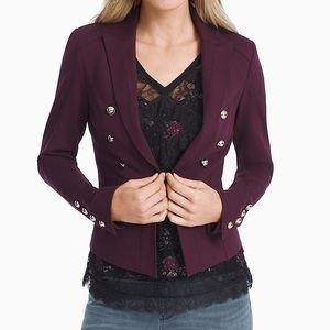 WHBM Burgundy Military Ponte Knit Blazer Jacket Women’s Size 8 EUC